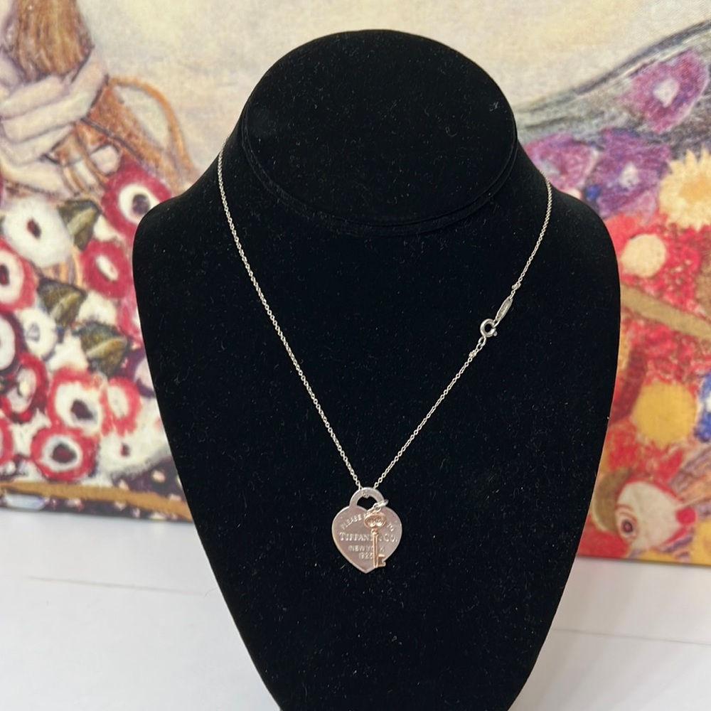Tiffany & Co. Heart Tag with Rubedo Key Pendant Necklace